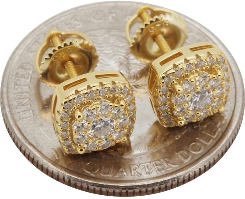 Moissanite 925 Sterling Silver or 14k Gold Vermeil 8mm Square Screw Back Stud Earrings