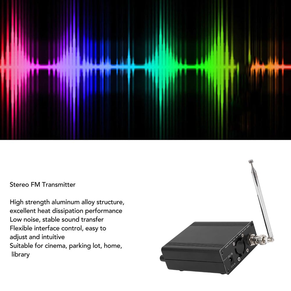 Émetteur FM Stéréo 76-108 MHz 5W Station de Radio à Longue Portée avec Prise Microphone.