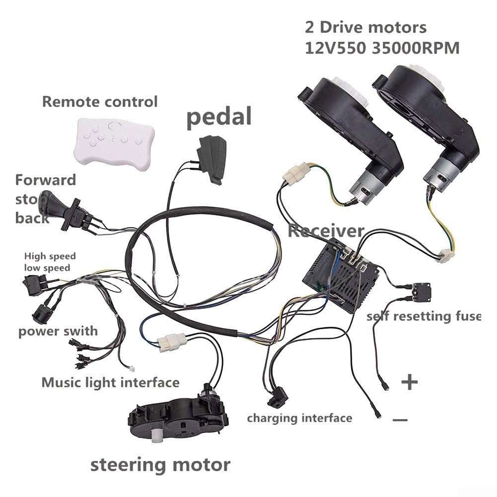 Kit de mazo de cables para coche eléctrico de 12 V con mando a distancia, receptor, motor y transmisión, juego completo para modificar vehículos infantiles