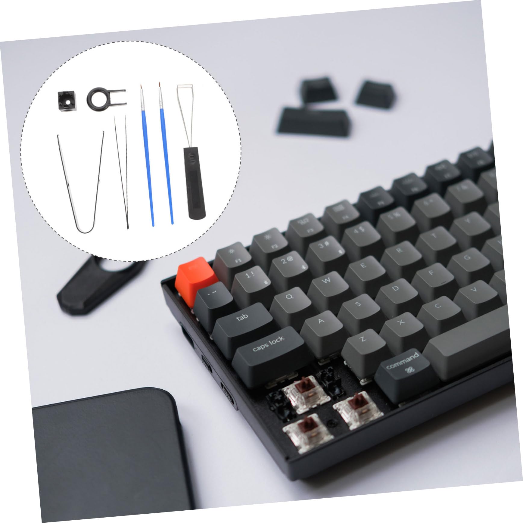 OSALADI 3sets Completo Per Manutenzione Tastiera Pinzette Estrattore e Spazzola Per Lubrificazione Strumenti Professionali Per Tastiere Meccaniche e Pulizia Accessori