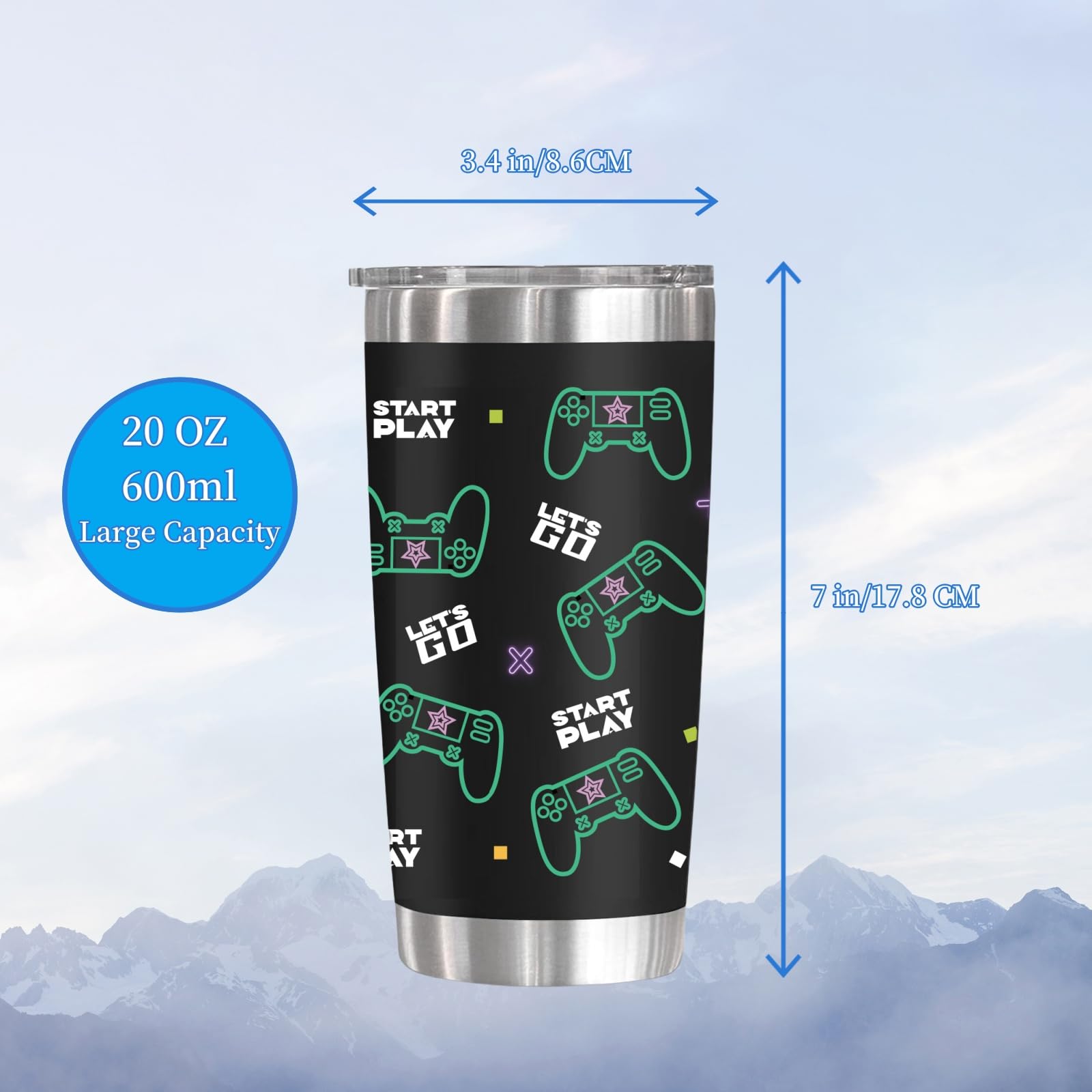 Taza para jugadores, regalo para adolescentes y niños, adolescentes, hombres, hijo, papá, novio, marido, padre, Pascua, cumpleaños, Navidad, controlador de videojuegos, taza de acero