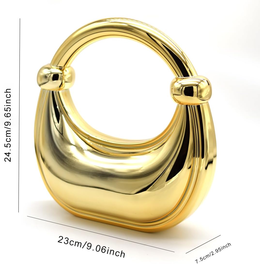 Acrylic Evening Clutch Purse for Women, Metallic Purse Evening Handbags Moon Hobo Bag, Gold Purse for Wedding Party Prom