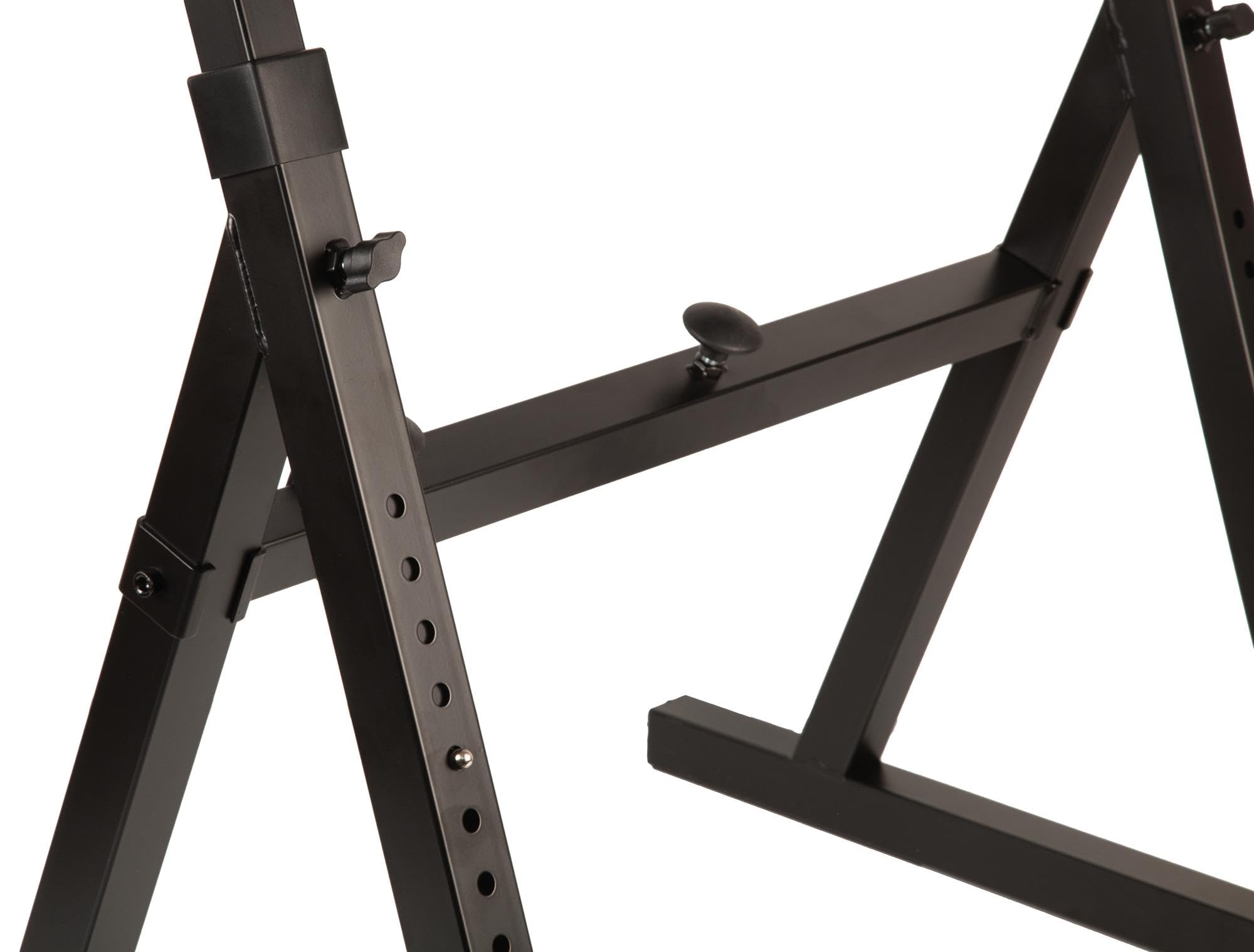 PULSE Heavy Duty Z Stand - Supporto regolabile per tastiera e attrezzatura DJ - Adatto a tastiere a 88 tasti, CDJ, giradischi e mixer - Carico massimo 80 kg