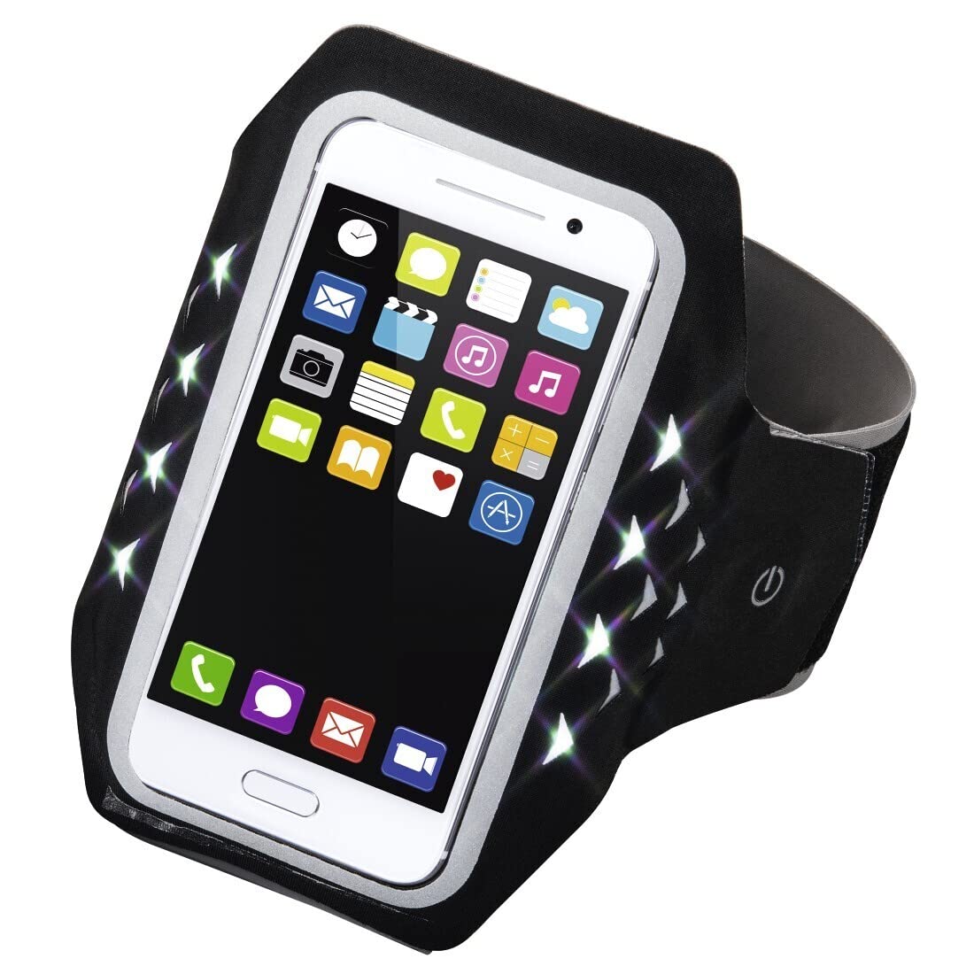 Brassard De Sport Hama Running Pour Smartphone 5,5'' – Avec LED Et Scratch, Taille XXL, En Lycra Noir/gris - 2