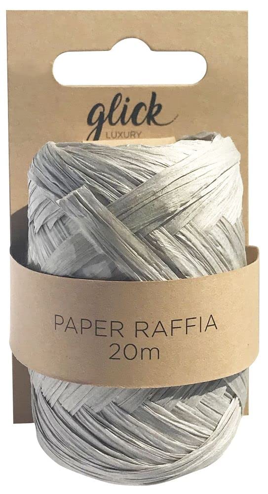 Glick Luxury Paper Raffia Ribbon for Birthdays, Other Celebrations & Arts & Crafts, 20 Metres, Grey