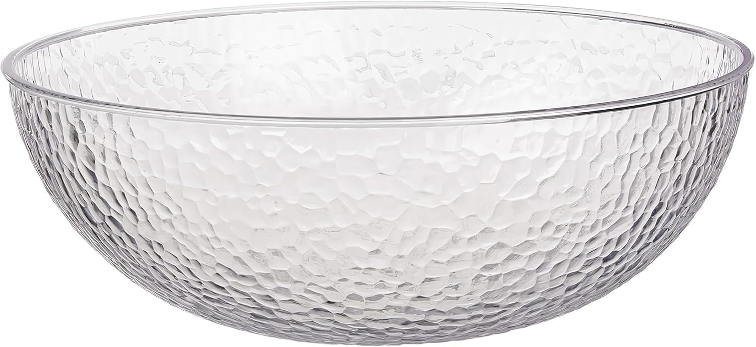 Lillian Collection Stunning Clear Plastic Round Hammered Bowl - 12" (1 Pc.) - Unique Textured Design - Perfect for Parties & Displays