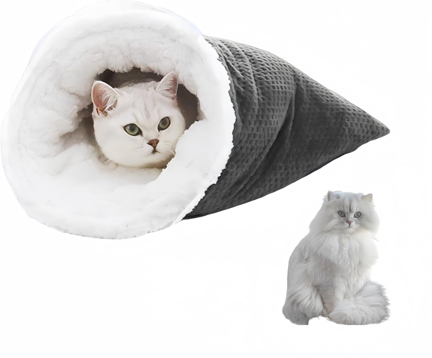 Cat Winter Sleeping Bag, Sleeping Bag, Bed Cave, Soft Plush Large Cat Sack Self Warm Bed, Pet Mat Warming Pad Sack, for Indoor Cats for Small Dogs19.6 * 18.5 inch (Gray)