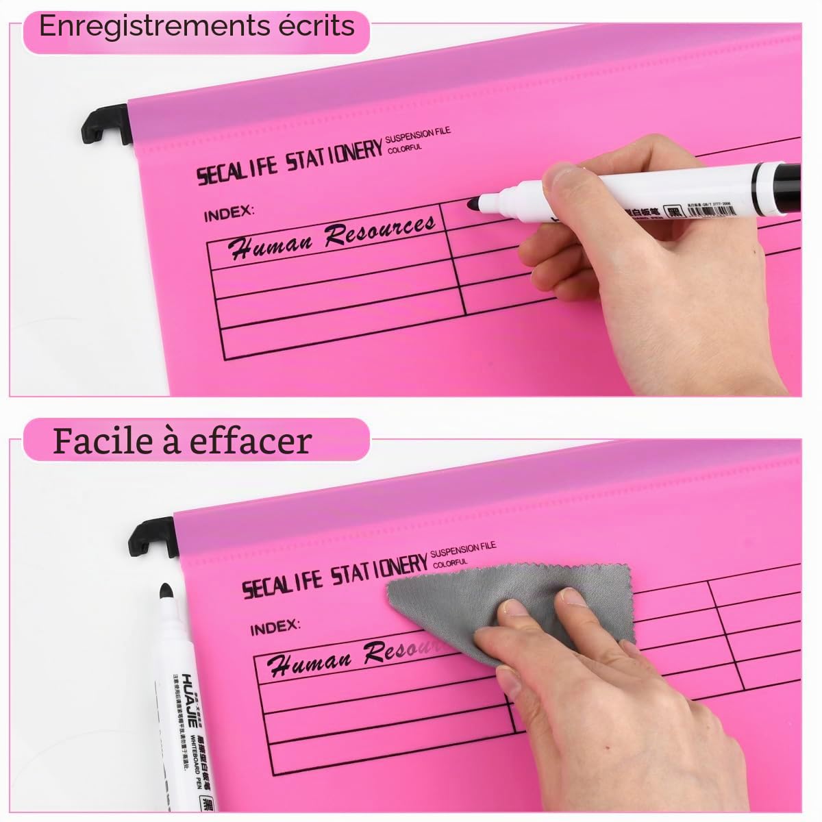24Pcs Dossiers Suspendus A4 Classeur en PP Dossier Suspendu pour Tiroir,Hanging File Folder pour Armoires de Classement avec Onglets et Insertions pour École, Maison et Bureau