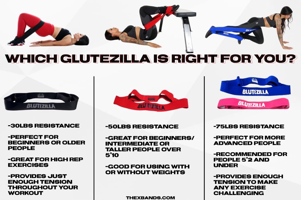 The X Bands Bande per glutei, fasce elastiche per allenamento e resistenza, per donne e uomini, lunghe fasce di resistenza per fitness e stretching, extra resistenti, per allenamento