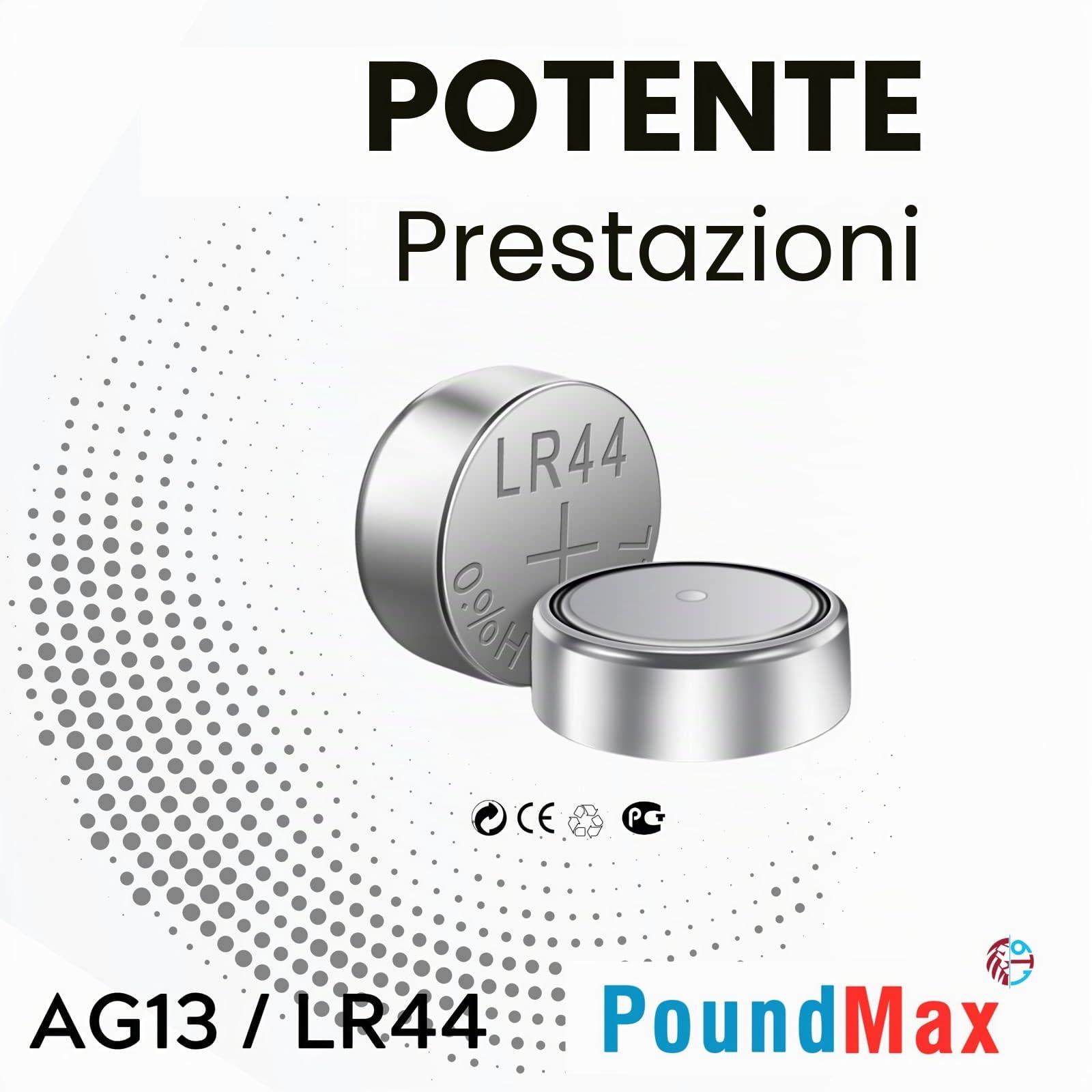 PoundMax® - 10 batterie alcaline a bottone AG13 LR44 1,5 V