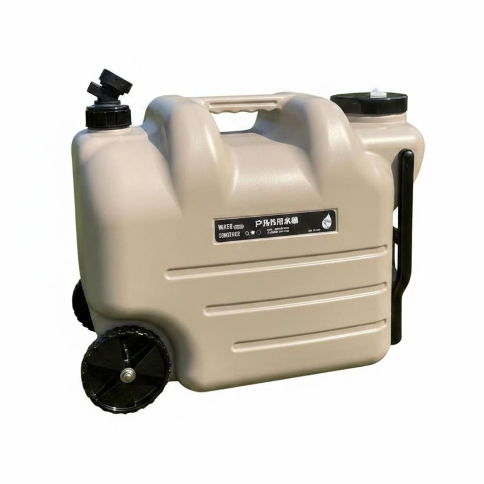 predolo Portable Water Barrel Wheeled Water Jug with Faucet Large Capacity Roller Water Jug for Travel, Camping, Outdoor, RV, Home Use, Easy to Transport, Heavy Duty Khaki