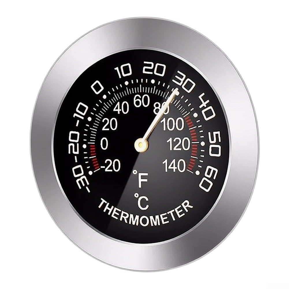 Termómetro Digital Interior con Higrómetro de Alta Precisión para Coche y Hogar - Monitor Temperatura Humedad para compacto 3.7cm Aleación Aluminio Negro