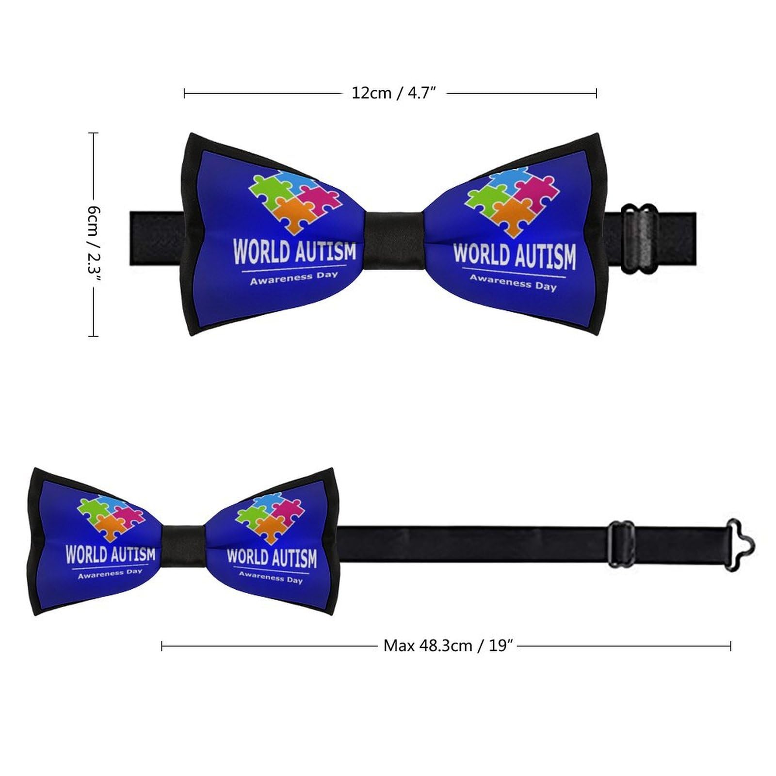 GoasNei Autistic Autism Awareness Day Month 2023 Bow Tie for Men Adjustable Necktie Funny Tie Neck Ties for Weddings Party