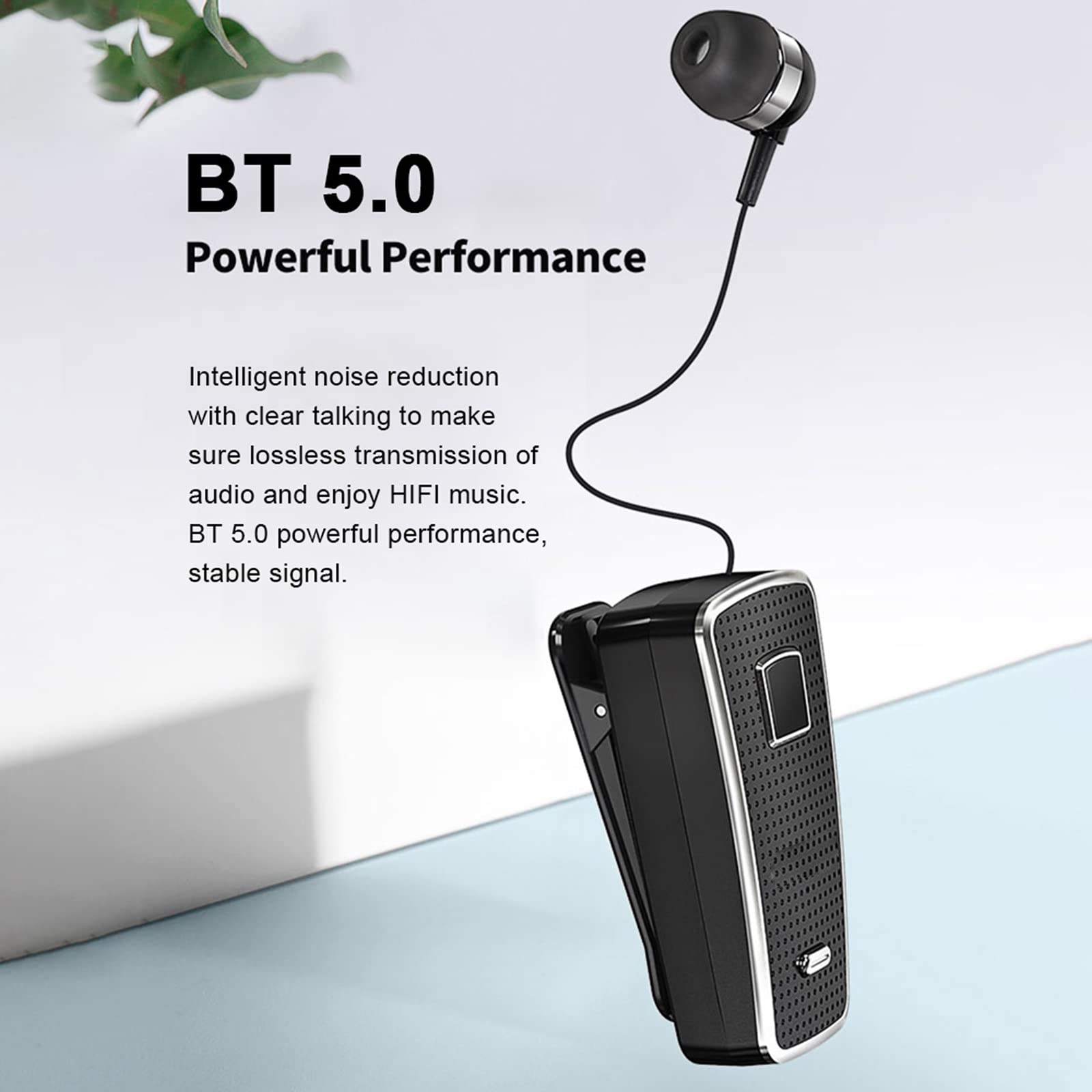 docooler Auricolare con Clip in-Ear Auricolare Bluetooth 5.0 Senza Fili Clip di Usura Vibrante Cuffia Vivavoce con Microfono per Smartphone Business Sport