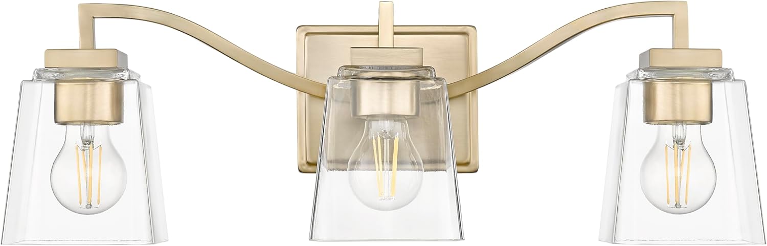ML Lighting | Avenna Collection | 24003-MG | 3 Light Vanity in Modern Gold Finish with Clear Glass Shade | Versatile Design That adds High-End Texture and Elegance to Your Bathroom