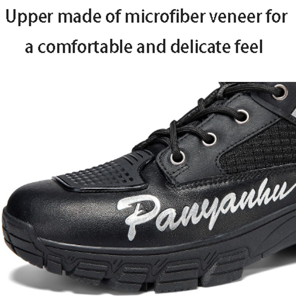 Stivali Moto Uomo,Unisex Scarpe Moto,Competizioni Professionali Stivali Motociclista,Stivali Touring Moto,Protezione Caviglia,Rinforzi in Gomma,per Ciclismo,Avventure Fuoristrada