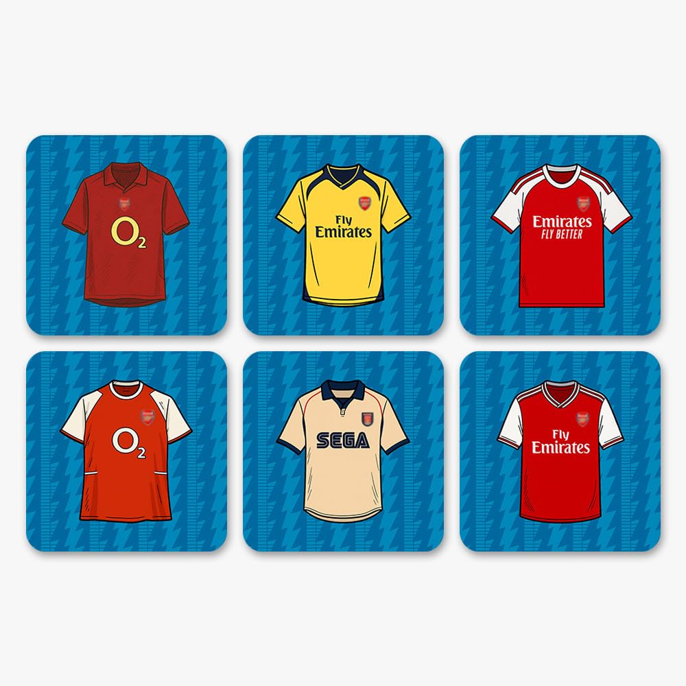 TACKLE FROM BEHIND Arsenal Wooden Football Coasters with Foam Base, Set of 6, Square, 3.5x3.5 Inch 2