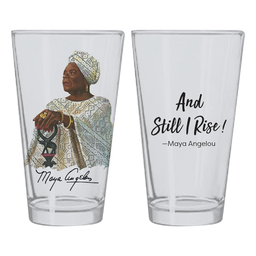 Amazon.com: African American Expressions - Maya Angelou Drinking Glass Set  (four 17oz glasses, 5.75" x 3.5") DGL05, Clear : Beauty & Personal Care