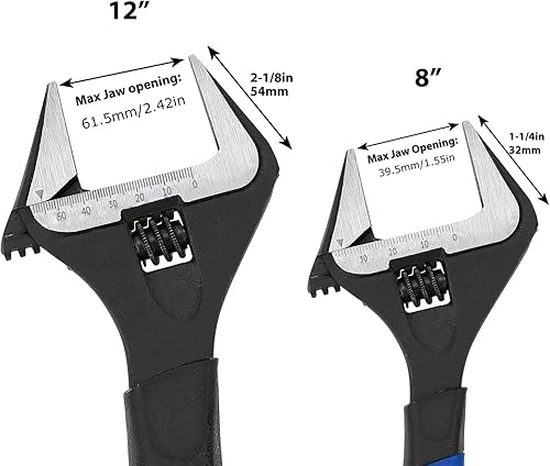Miniatura 4 de Llave ajustable con agarre 4 piezas incluye 6 pulgadas 8 pulgadas 10 pulgadas 12 pulgadas de profundidad boca de apertura ancha juego de llaves