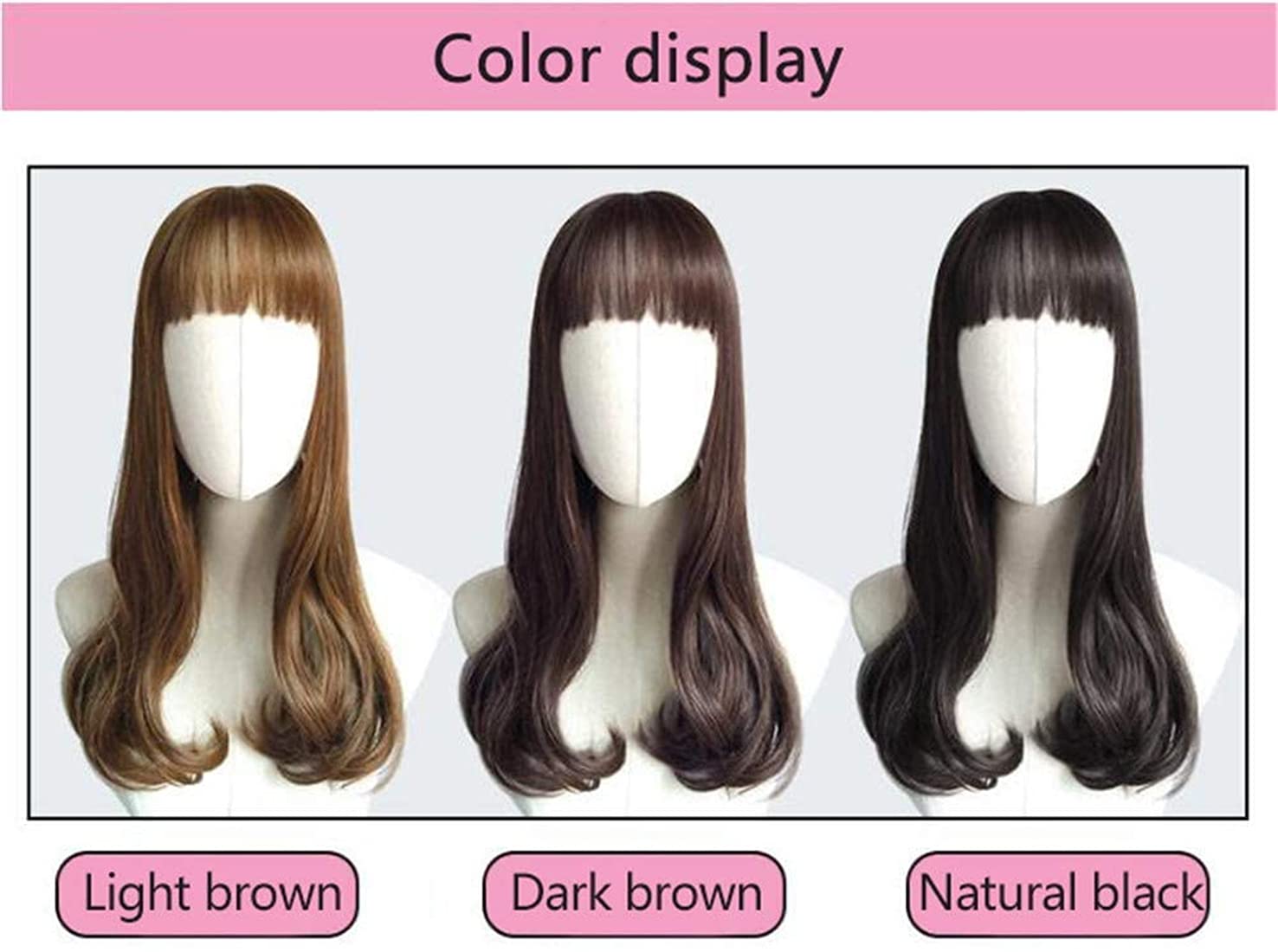 Synthetic Clip on Crown Topper Hairpieces for Women with Bangs Long Wavy Clip in Wiglet Hair Toppers Toupee, 22" Black