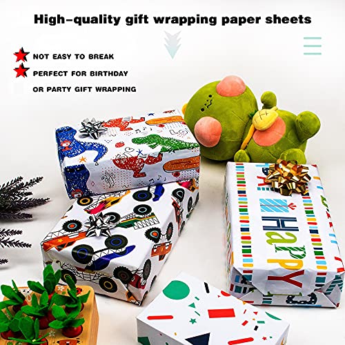 Zhuluoji Gift Wrapping Paper Birthday Cartoon Wrapping Papers For Kids Birthday Gift Wrap 12 Sheets Folded Flat Gift Wrap Paper, 19.7 X 27.6 Inch Per Sheet #TOP1