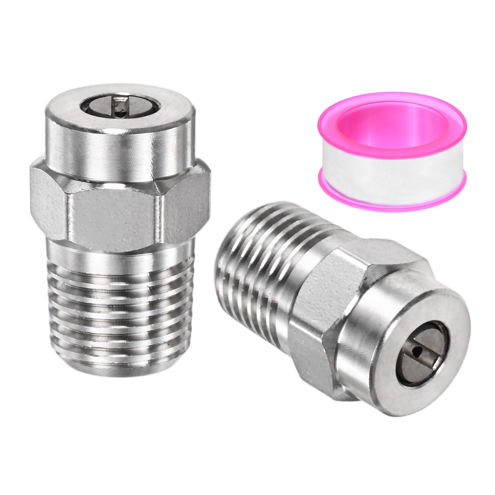 TIXIPEM 1/4IN Male NPT 15 Degree Surface Cleaner Tips [2PCS] - Pressure Washer Nozzles Cleaner Nozzle Replacement Use for Water Gun & Water Broom - [Stainless Steel-1.236MM Orifice]