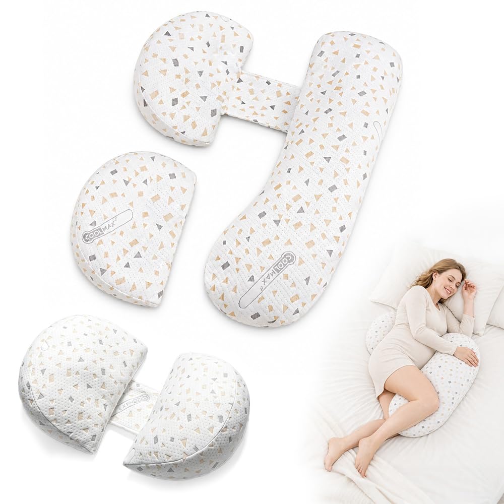Almohada Embarazada Ajustable, 80 * 65cm Cojin Embarazada de Espuma Viscoelástica, Almohadas de Maternidad para Dormir de Lado, Almohada de Embarazo, Ligera y Portátil