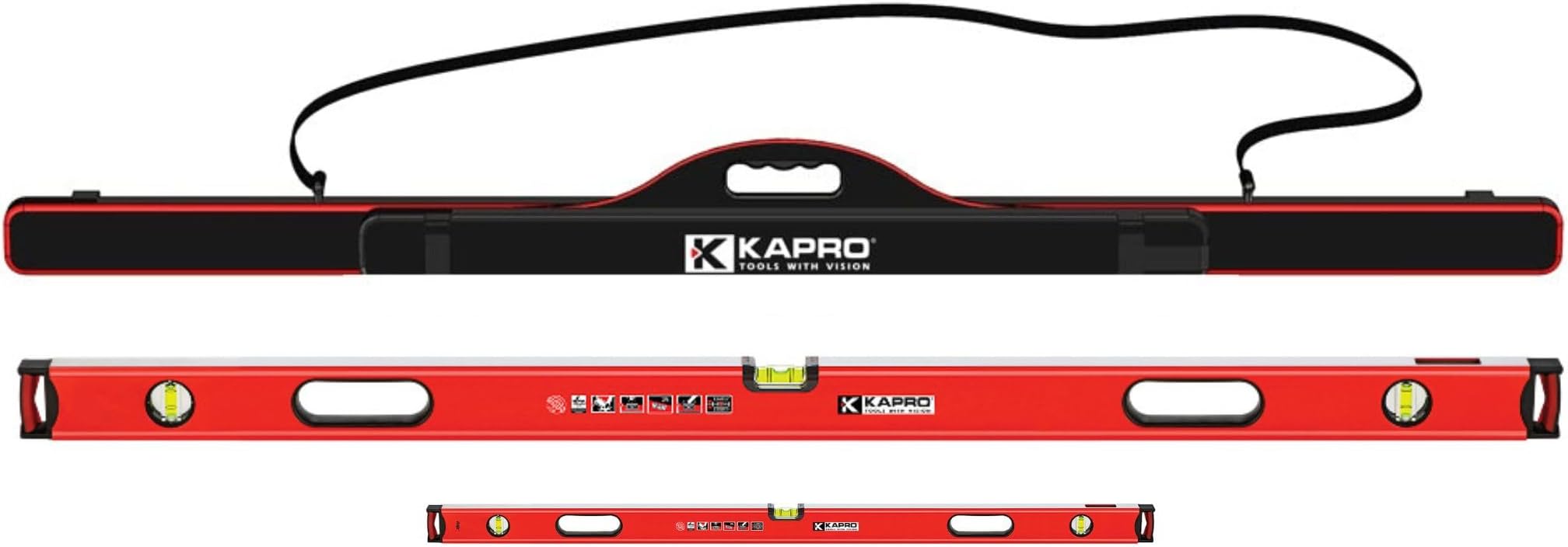 Kapro - 985B Apollo Shower and Bath Set - Professional Box Level Bundle - Non-Magnetic - Features Acrylic Vials and Dual-View Plumb Site - VPA Tested - Includes 32โ and 59โ Levels + Carry Case