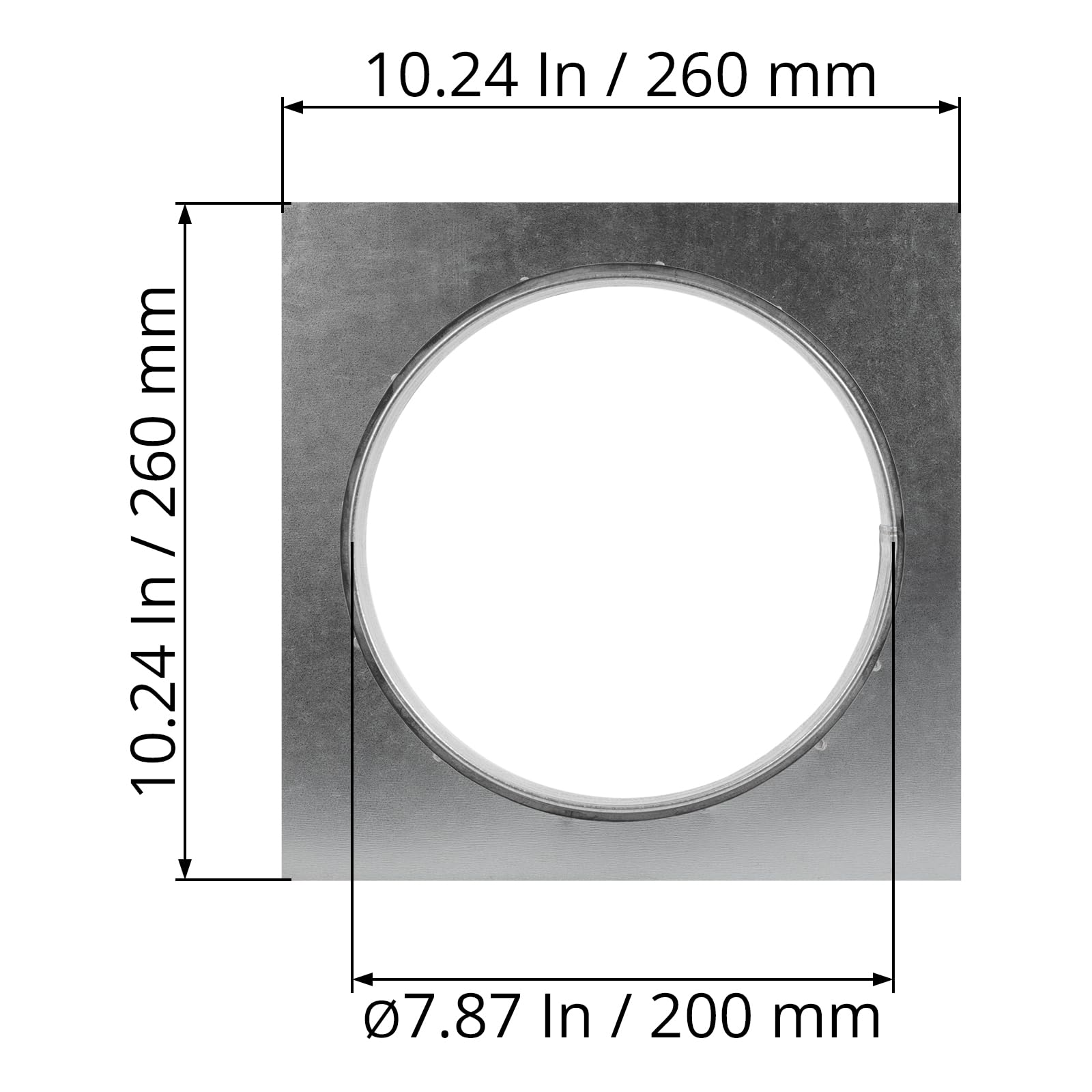 Duct Connector Flange - 8 Inch Ducting - Galvanized Steel - Straight Or Flex Pipe Flange For Heating Cooling Air Ventilation Systems