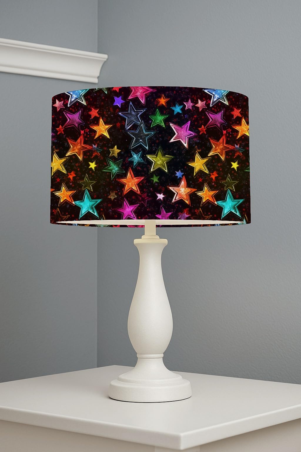 Cosmic Glitter Stars lightshade – 30 x 21cm Table Drum Shade | 8DB895