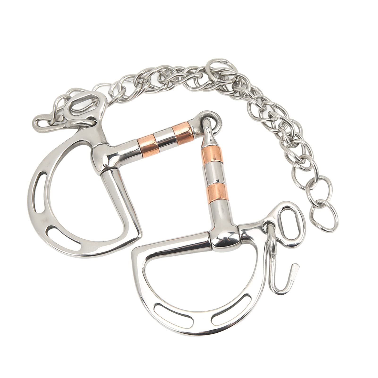 Mors de mors en D en acier inoxydable et cuivre avec chaîne, pour bouche de cheval de 125 mm, robuste et durable pour l'entraînement des chevaux
