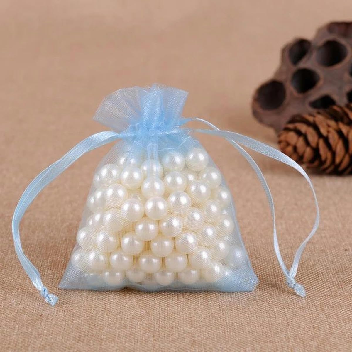 50 sztuk 7X9 9X12 10X15 13X18 cm Organza Worek do pakowania biżuterii dekoracji weselnej