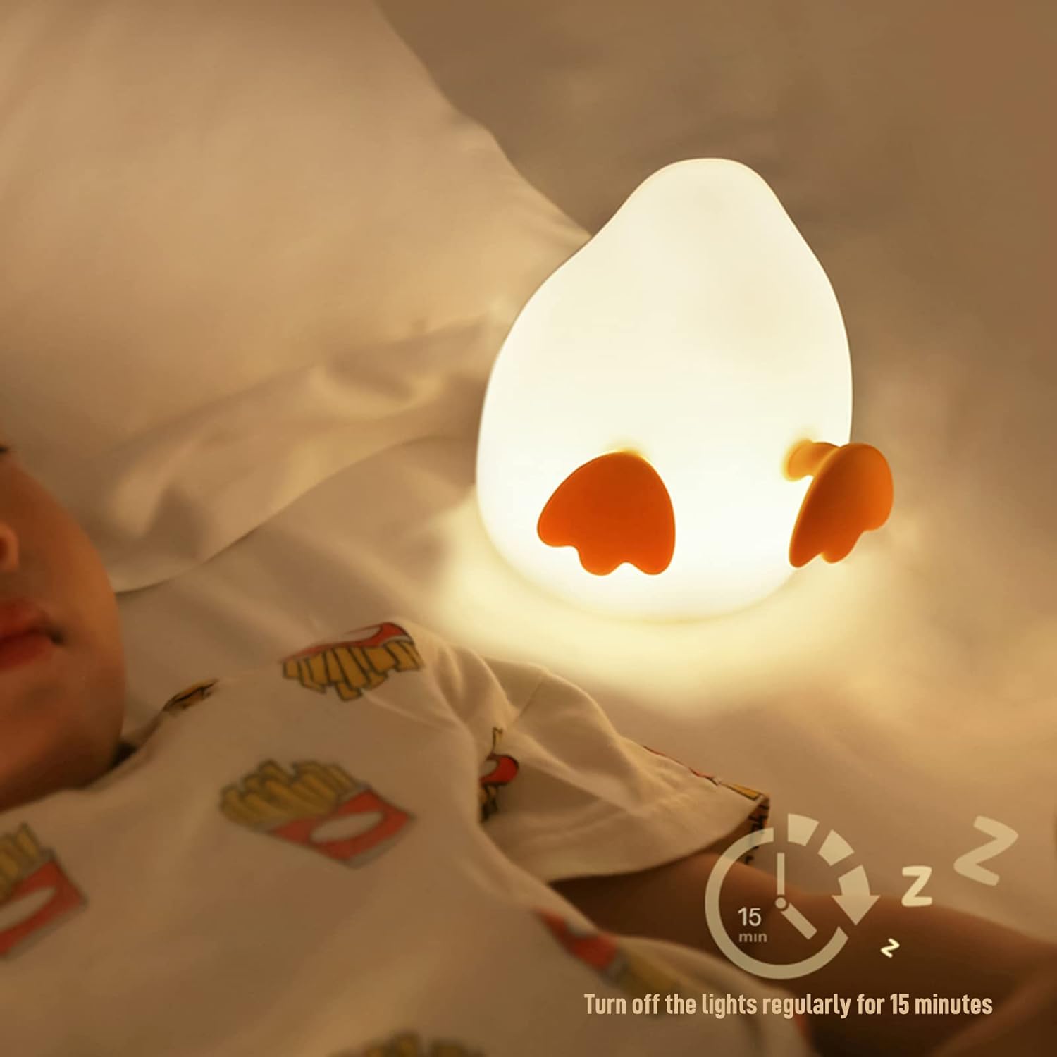 Único Lámpara de Noche, lámpara de Noche de Silicona con Bonito Pato, luz de Silicona para guardería con Temporizador de 20 Minutos, Control de Grifo, Noche de Noche Luz de Noche