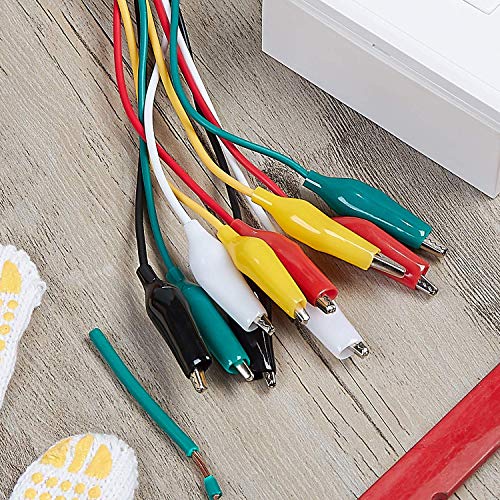 Image of WG-026 10-Piece Test Lead Set with Alligator Clips, 22 AWG, 20.5-Inch | 5 Colors Copper Wire, Soldered and Stamped Alligator Clips