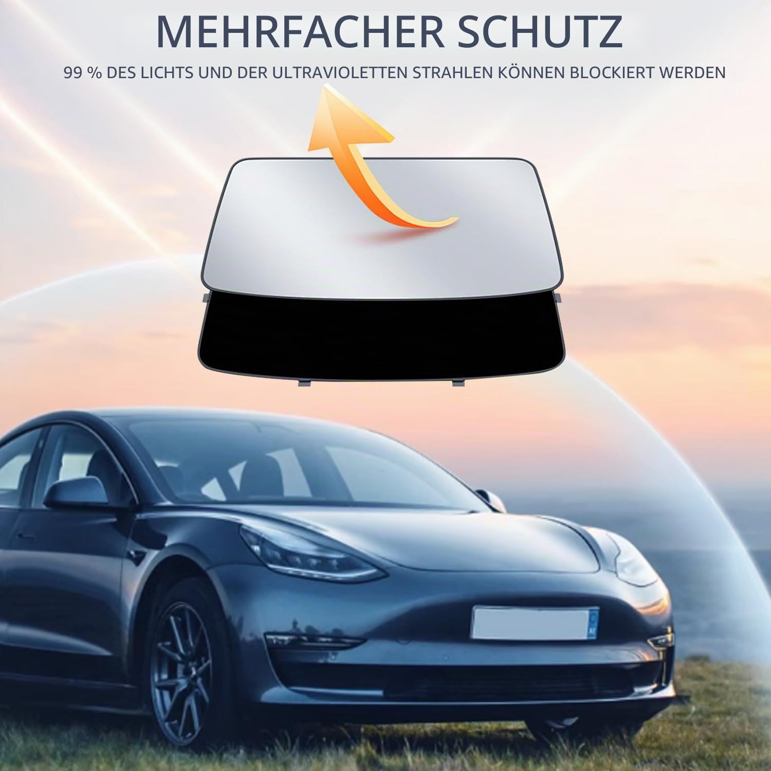 Arcoche Sonnenschutz für Tesla Model 3 von 2026 2025-2018, Isolierung, Wärme- und UV-Schutz, Sonnenschutz für das Glass Dach, Highland Zubehör