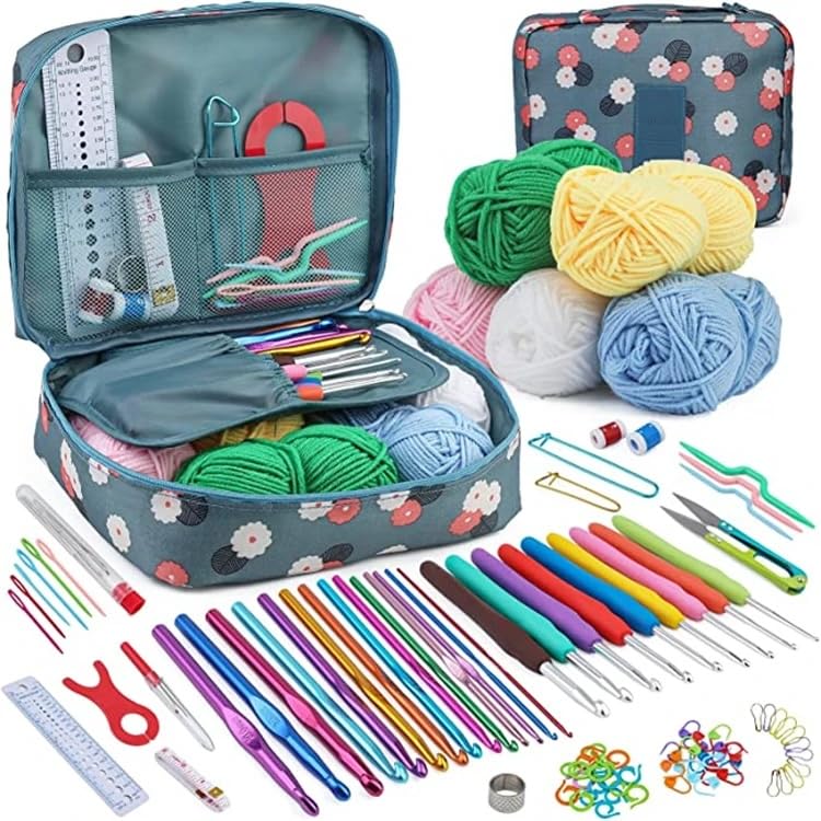 Generic ArquittAuthority Crochet Kit for Beginners Adults or Kids, Crochet Kits Include Yarn, 107pcs Crochet Starter Kit for Beginners, Ergonomic, Crochet Hooks from 2.0-10.0 mm, Travel Bag, Small