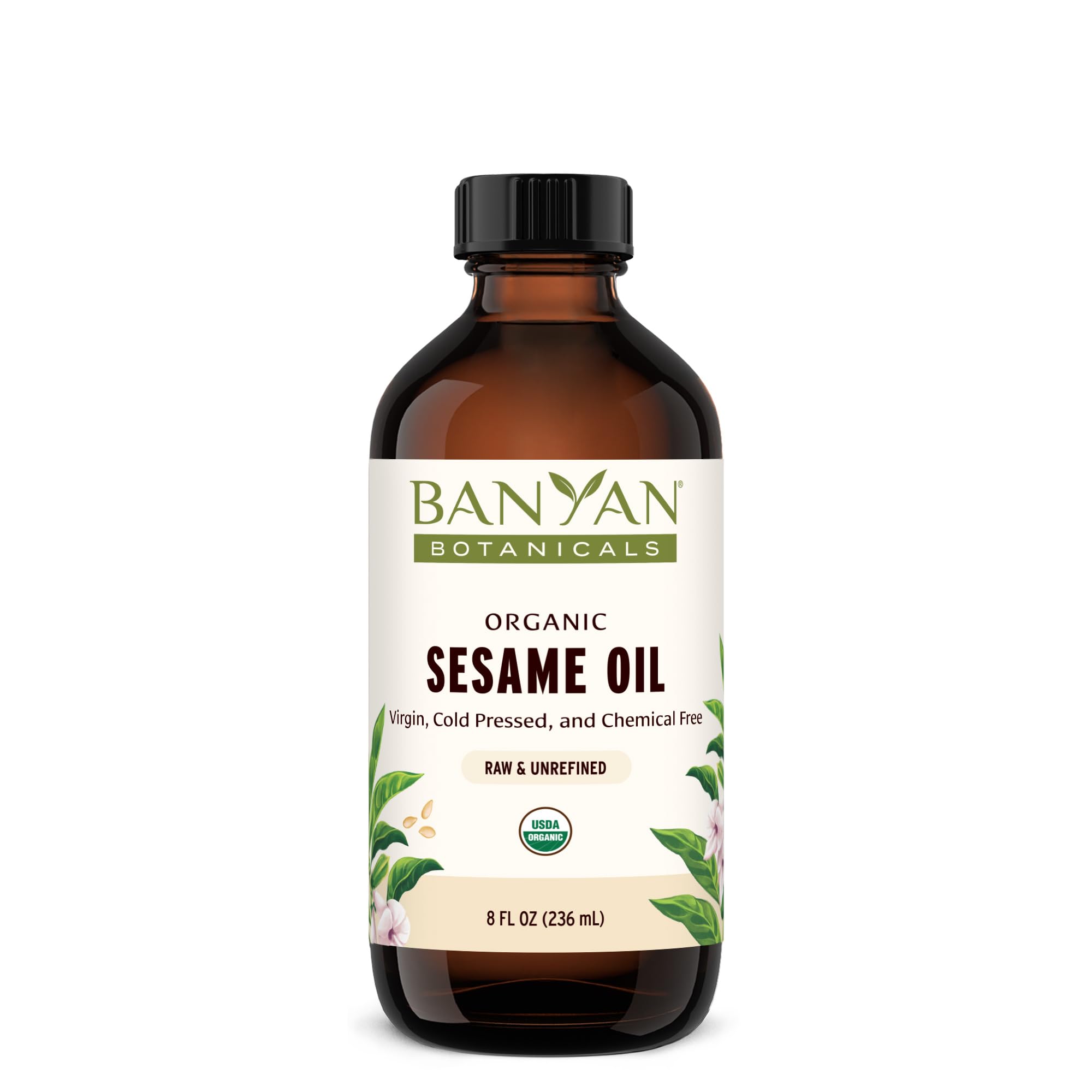 Banyan Botanicals Sesame Oil – Organic & Unrefined Sesame Oil for Skin, Body, Hair & More – Multiple Sizes – 8 oz – Non GMO Sustainably Sourced Vegan