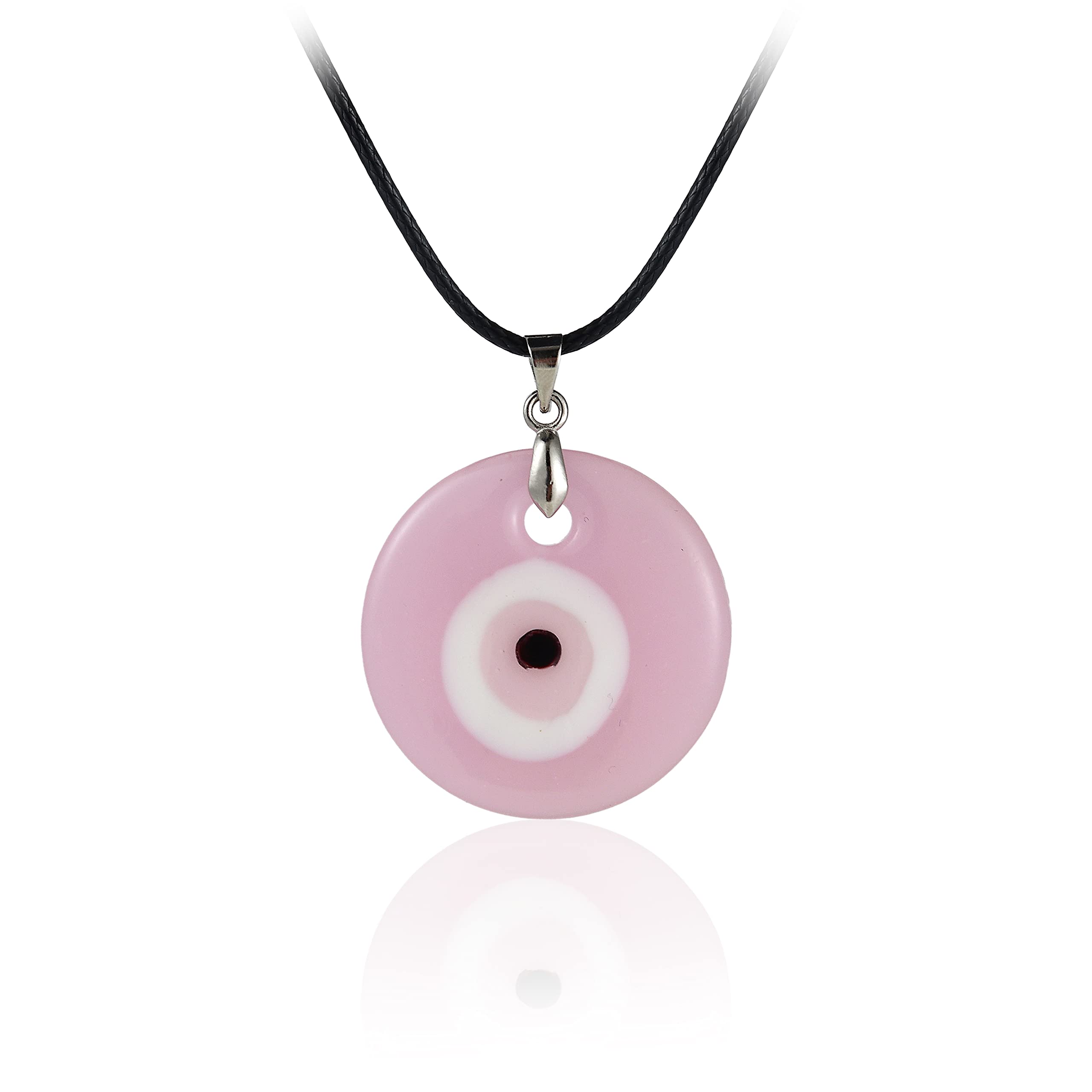 Fuqimanman2020Fuqimanman2020 Lucky Blue Glass Turkish Evil Eye Pendant Necklace Set Leather Rope Hamsa Hand for Women Men Protection Ojo Prayer Religious Amulet Jewelry