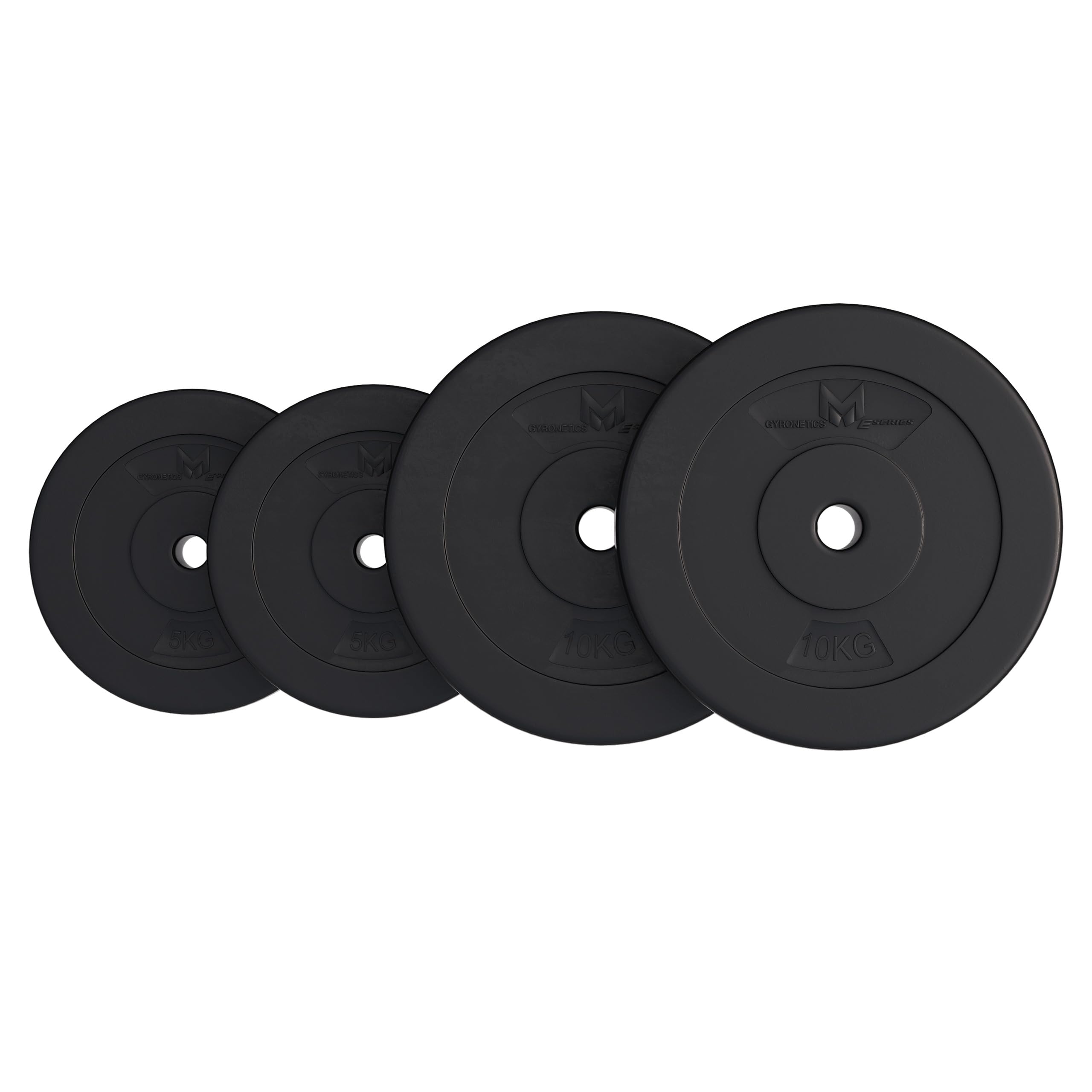 GYRONETICS® Disques de Poids - 30 kg Set, 2x5 kg + 2x10 kg, Diamètre 25 mm, Plastique, Noir - Disques d'Haltères, Ensemble de Plaques, Musculation, Haltérophilie, Fitness, Équipement de Gym, Domicile
