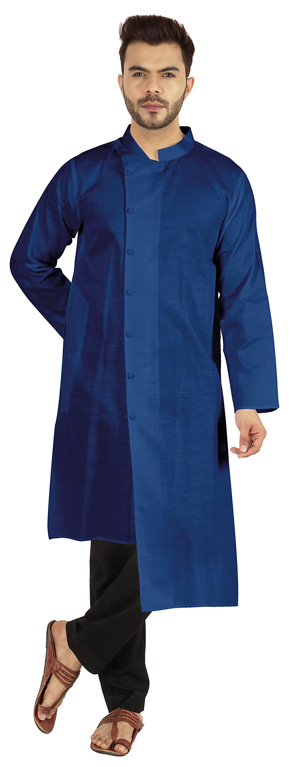 Pyjama indien Kurta bleu marine Atasi la robe traditionnelle ethnique d'exception - 8