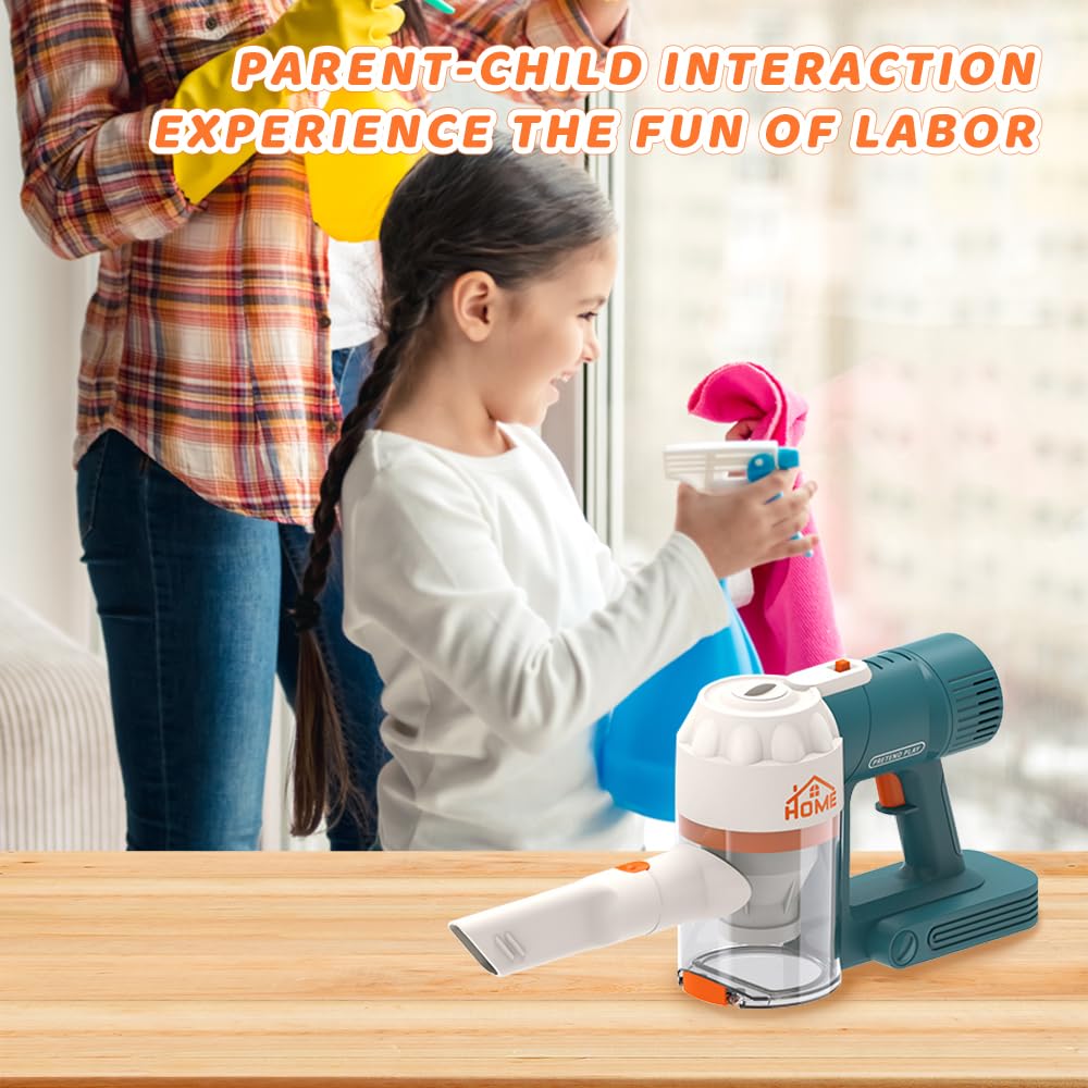 Gordengdy Kids Vacuum Toy Set - Real Working Toddler Cleaner Play Mop Children's Vacuum That Really Works Baby Cleaning Toys Included Toy Home Cleaning Products for Toddlers 3+ Kids Vacuum 3