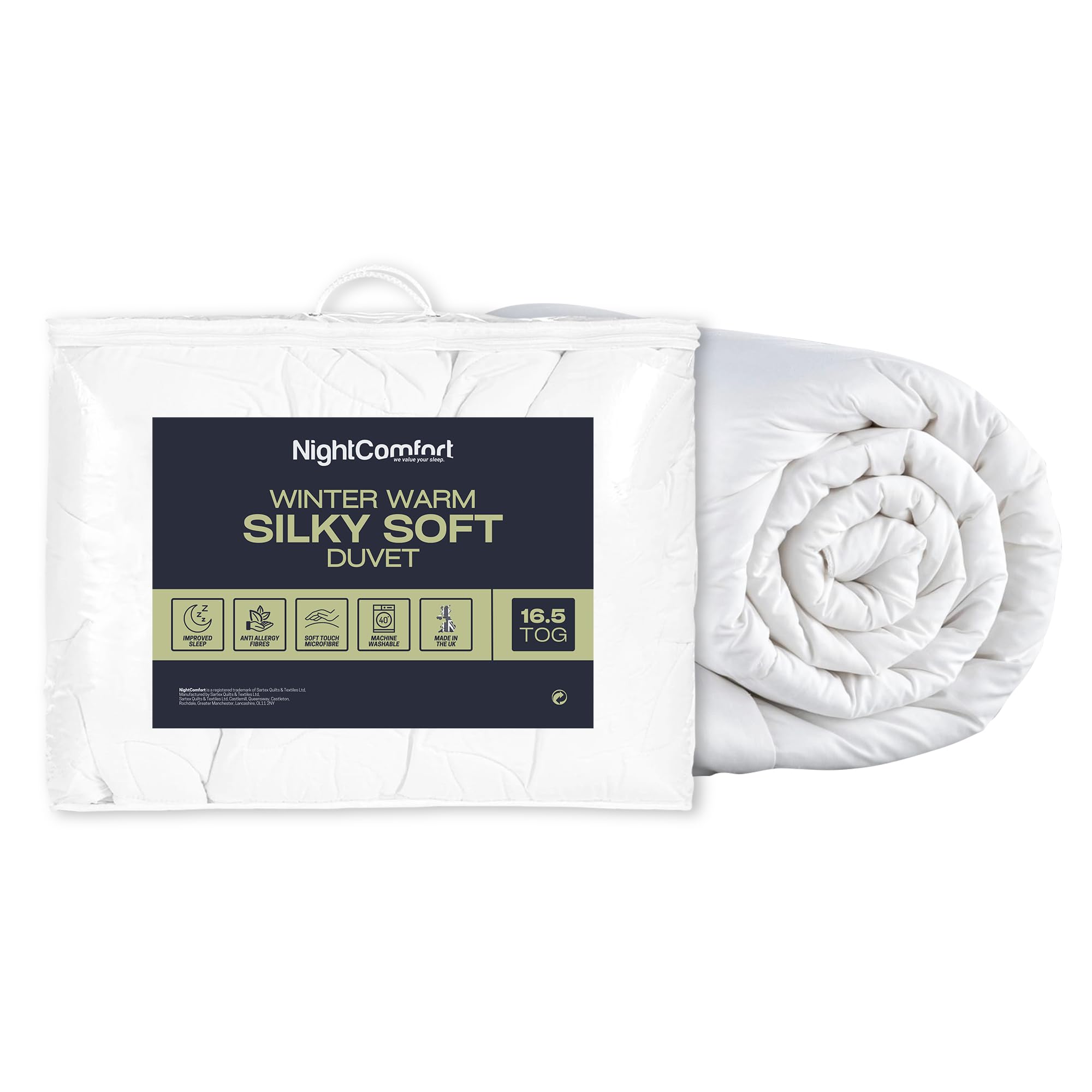 Night Comfort 16 Tog Super Soft Touch Microfibre Cover Anti Allergy Hollowfibre 16.5 Tog Winter Warm King Duvet