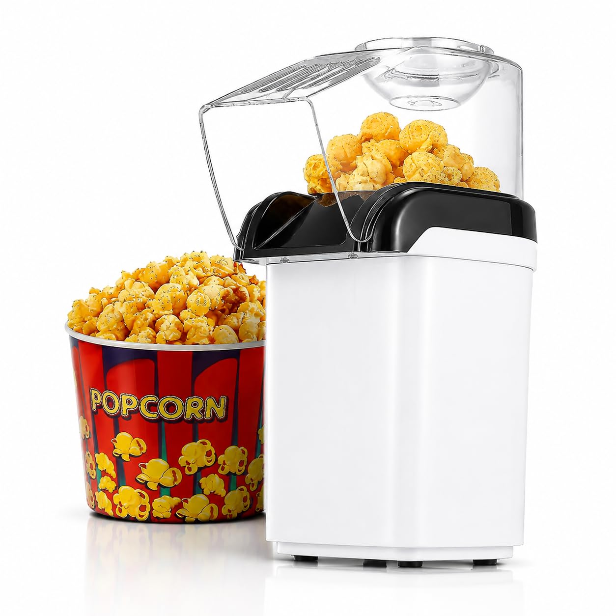 Drumstone 𝐄𝐯𝐞𝐫𝐲𝐝𝐚𝐲 𝐄𝐬𝐬𝐞𝐧𝐭𝐢𝐚𝐥𝐬, 𝟏𝟓 𝐘𝐞𝐚𝐫 𝐖𝐚𝐫𝐫𝐚𝐧𝐭𝐲, Compact Hot Air Popcorn Maker, White Electric Corn Popper, Oil Free Snack Machine for Home Entertainment-picture-20