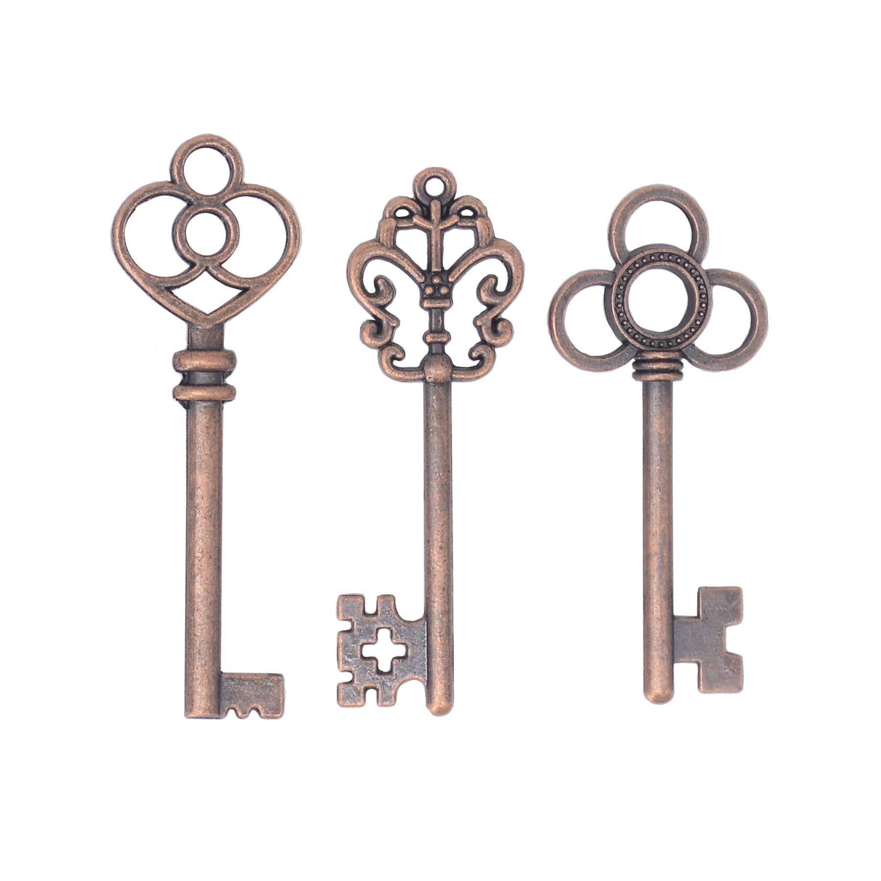 Aokbean Vintage Skeleton Key in Antique Copper Style - Set of 30pcs (Copper)
