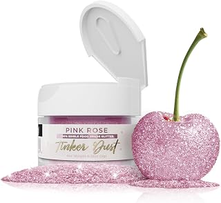 Bakell - Pink Rose Tinker Dust (5g, 1x Jar) Edible Glitter for Food, Desserts, and Beverages!