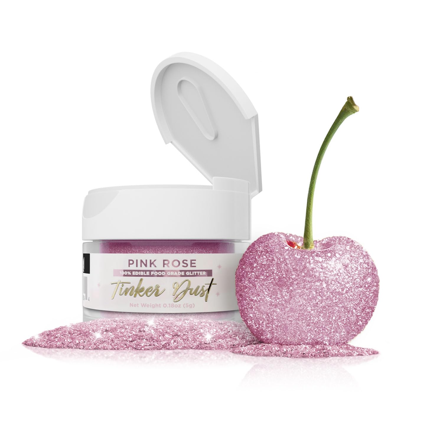 Bakell Tinker Dust - Pink Rose (5g 1x Jar) | Edible Glitter for Cakes, Cupcakes, Cake Pops, Drinks