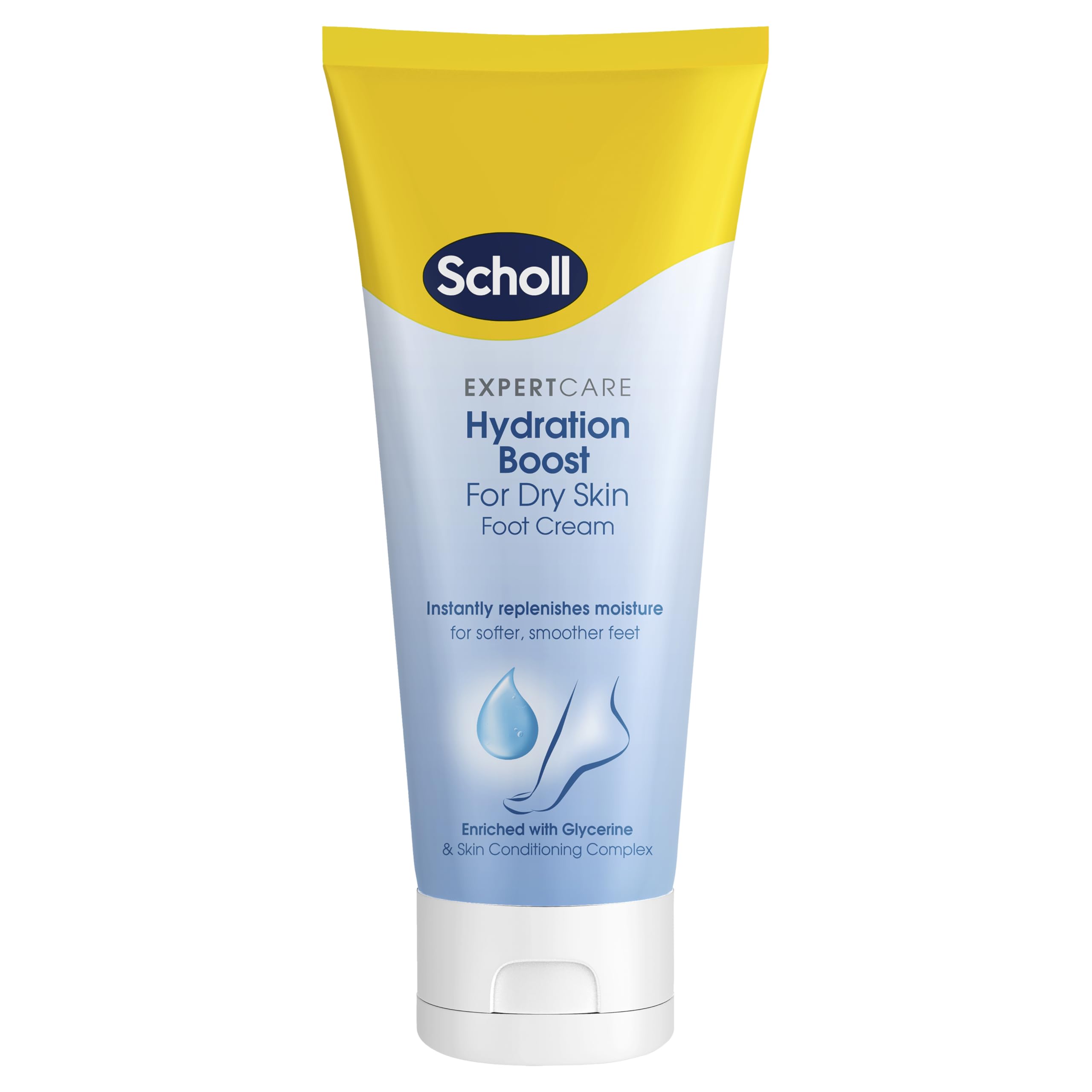 Scholl ExpertCare Hydration Boost for Dry Skin Foot Cream - Daily Foot Moisturiser for Very Dry Feet, Replenishes & Nourishes Skin for Softer and Smooth Feet, with Allantoin & Lactic Acid, 75ml
