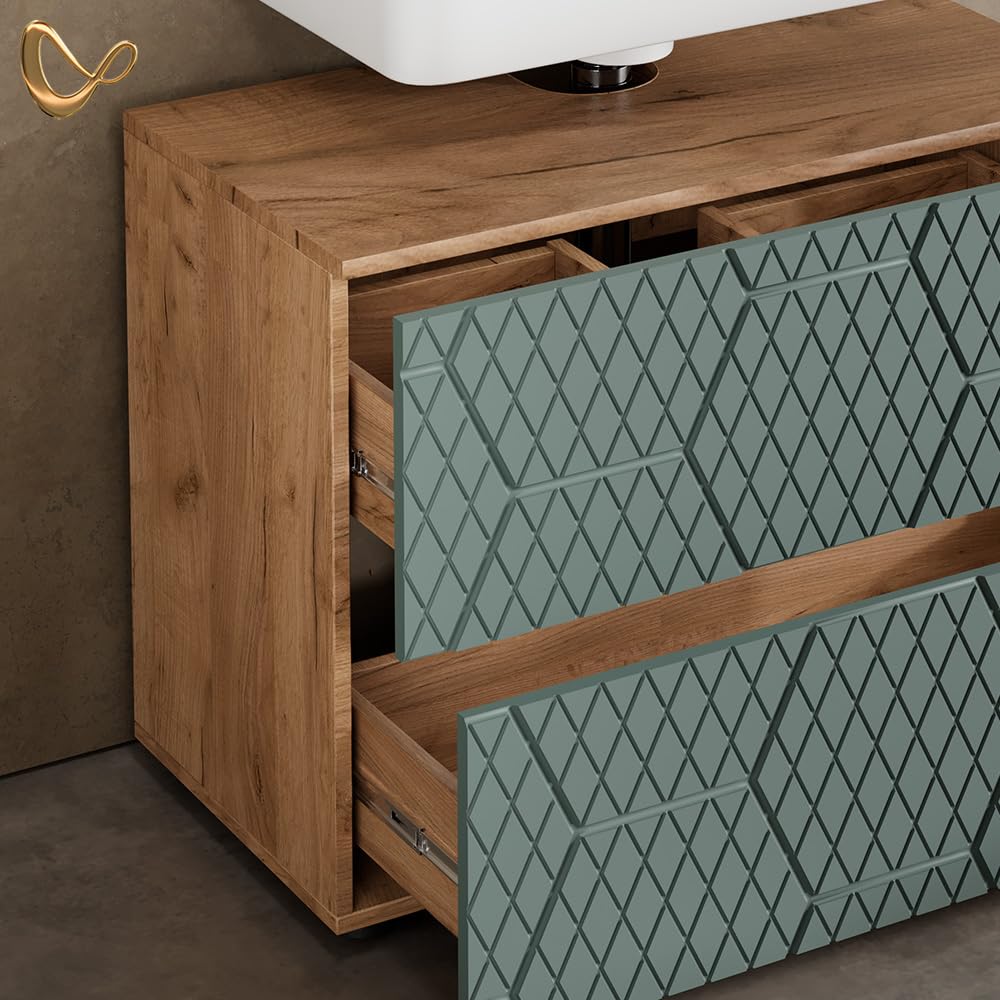 Livinity Waschbeckenunterschrank Ronco, Grün, 80 x 58.6 cm