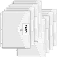 KTRIO Binder Folder Pockets 8 Pack, 3 Ring Binder Organizer Inserts Accessories with Hook and Loop Closure, Heavyweight, Letter Size, Side Loading, Clear