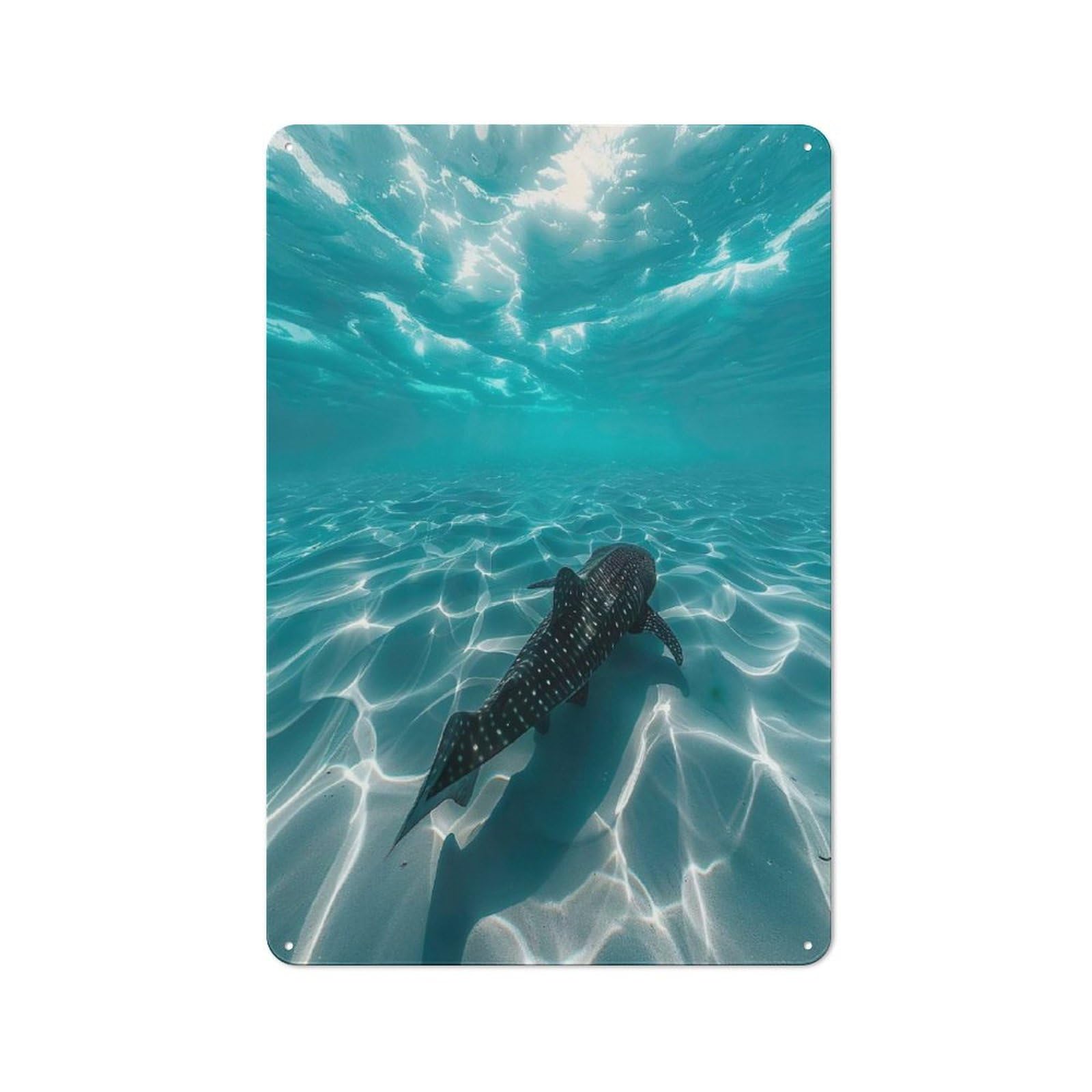 Junmoney Whale Shark Beach 30X20cm Rustic Metal Sign With For Guest Room Or Hallway, For Vintage Wall Decor Fans, For Metal Sign Collectors